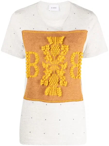 Tricou Barrie cu broderie gri