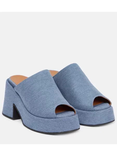 Papuci tip mules Ganni cu platformă albastru