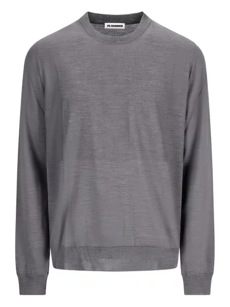 Pulover Jil Sander de lână cu decolteu rotund gri