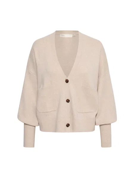 Kardigan Inwear z dekoltem w serek beżowy