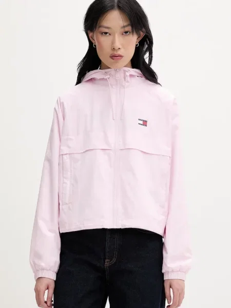 Tommy Jeans přechodová bunda růžová