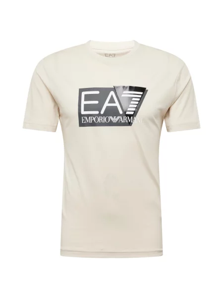 Emporio Armani Tricou bej / gri metalic / negru alb