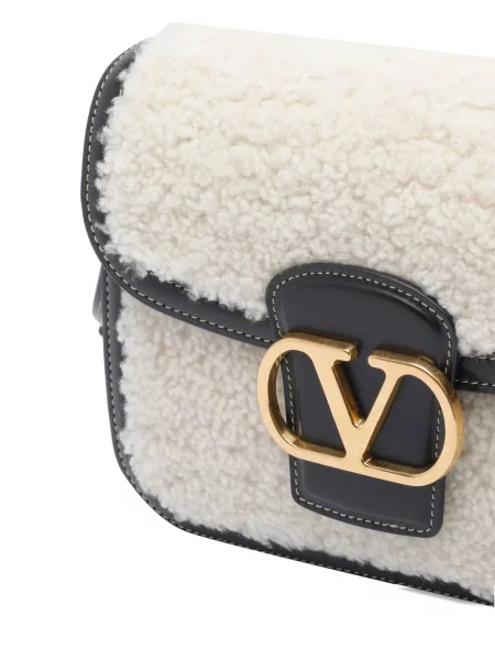 Geanta de piele Valentino Garavani din piele alb