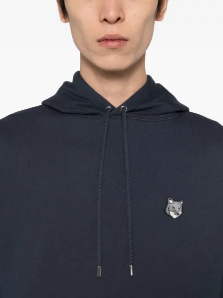 Hanorac cu glugă Maison Kitsune cu broderie albastru