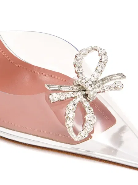Pantofi cu toc Amina Muaddi cu funde slingback alb