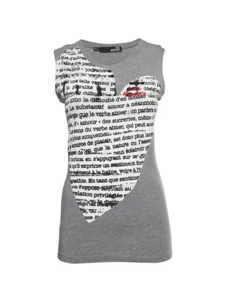 Top Love Moschino cu imagine cu motiv cu inimi gri