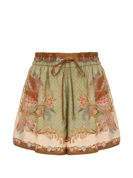 Pantaloni scurți Zimmermann cu model floral cu imagine verde