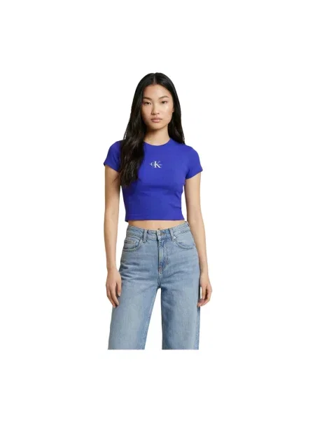 Koszulka Calvin Klein z krótkim rękawem niebieska