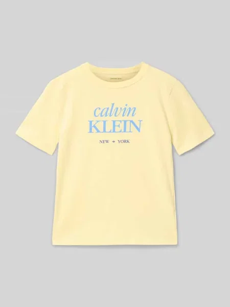 T-shirt o kroju regular fit z czystej bawełny Calvin Klein Jeans żółta