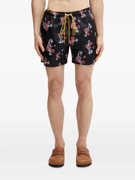 Slip de baie Rhude cu model floral cu imagine cu cordon negru