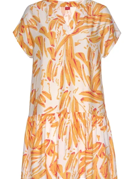 S.Oliver Rochie tip bluză / galben / roz închis bej