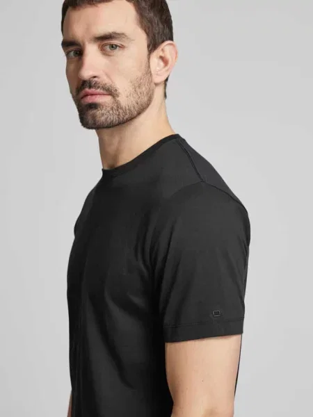 T-shirt z okrągłym prążkowanym dekoltem w zestawie 2 szt. Olymp Level Five czarna