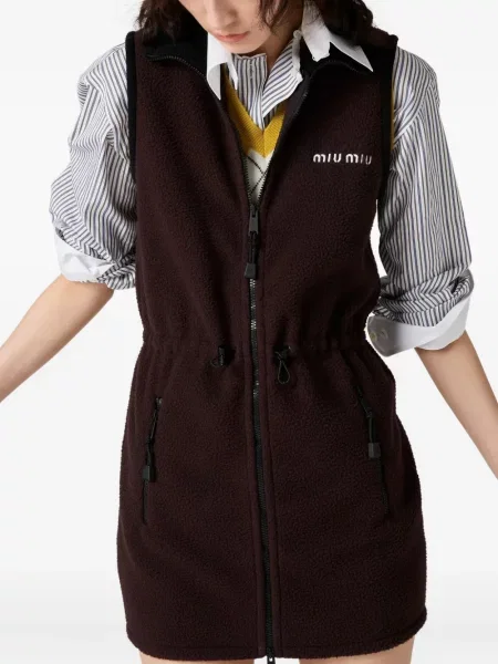 Fleece κοστούμι φόρεμα Miu Miu καφέ
