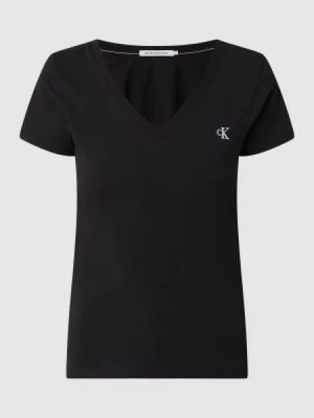 T-shirt z wyhaftowanym logo czarna