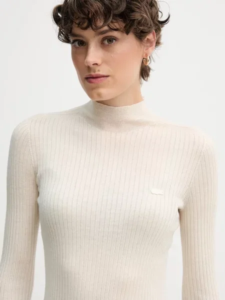 Шерстяной легкий свитер Lacoste бежевый