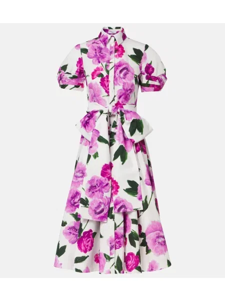 Rochie tip cămașă Erdem cu model floral până la genunchi de costum