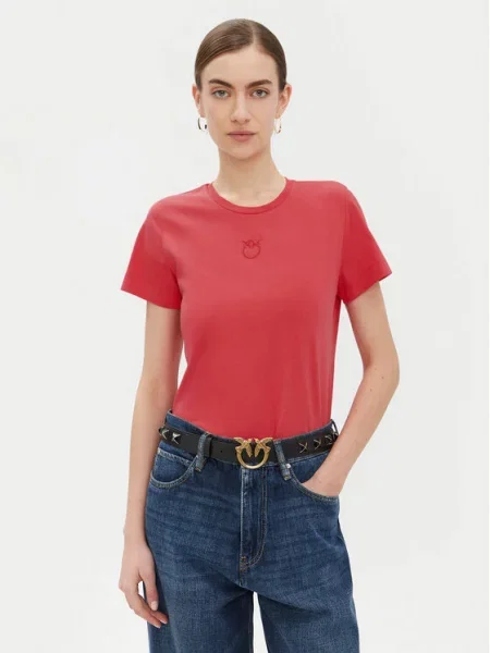 PINKO Koszulki Kobieta XS Elegant Logo Tee czerwony