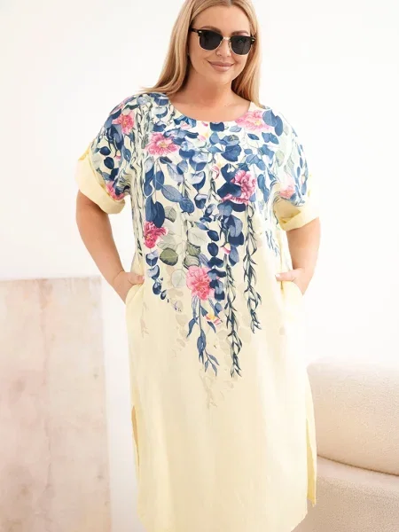 Rochie mini Kesi Włoski cu mâneci scurte albastru