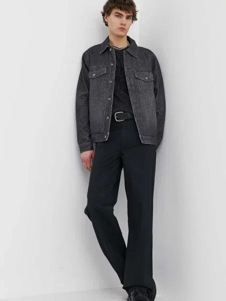 Rifľová bunda Wood Wood Ivan Denim čierna