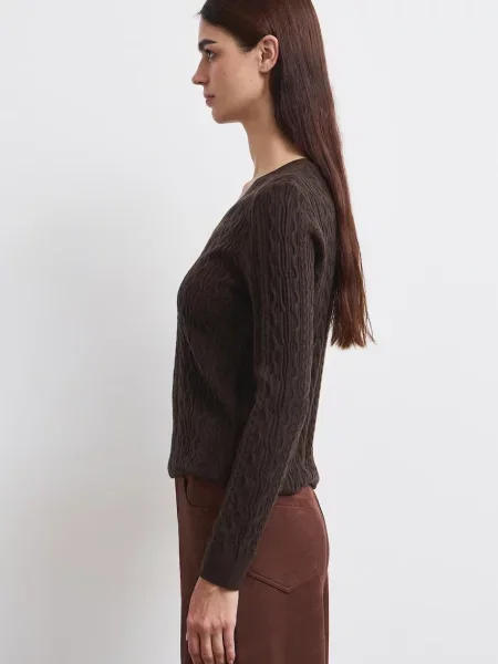 Medicine pulover merino volna rjava