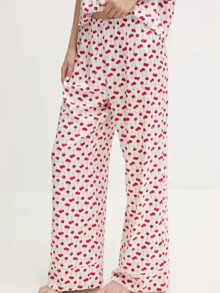 Долнище на пижама Abercrombie & Fitch дамско от сатен бежово