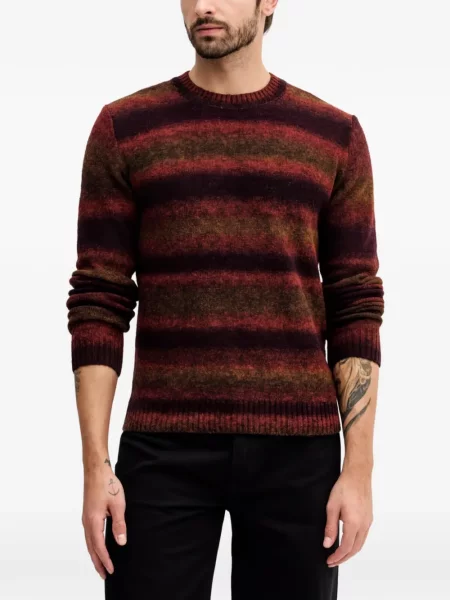 Hanorac crewneck Benetton cu dungi cu decolteu rotund roșu