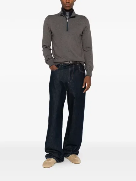 Lung tricou polo Gran Sasso maro