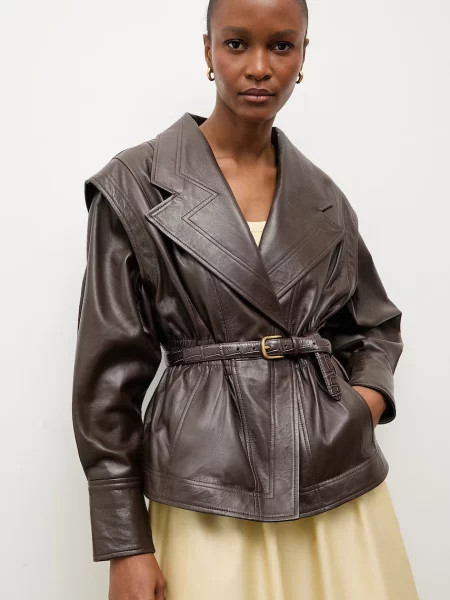 Answear.LAB kurtka skórzana NOOR z kolekcji Unscripted brązowa