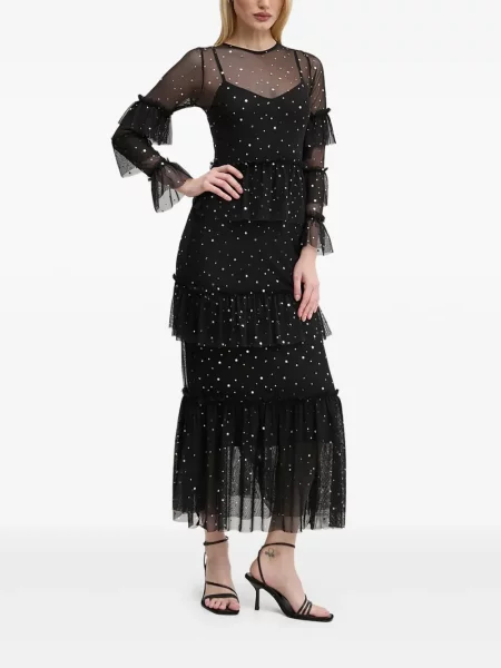 Warstwowa maksi sukienka maxi Never Fully Dressed garniturowa czarna