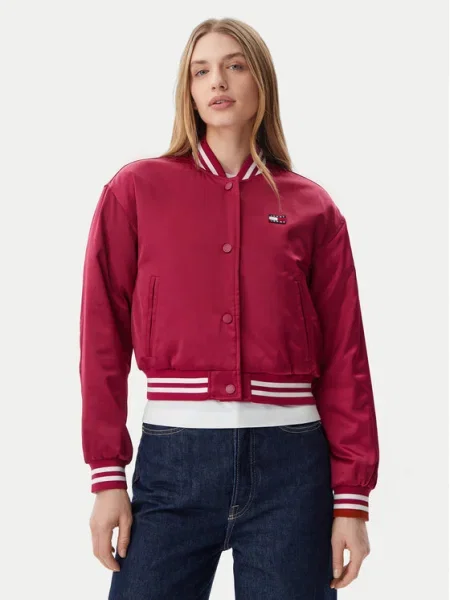 Tommy Jeans Geacă bomber Satin Coach roz