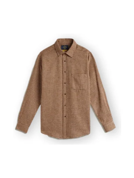 Flanelová košeľa Portuguese Flannel s abstraktným vzorom hnedá
