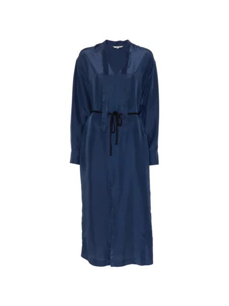 Rochie midi Barena cu decolteu în V până la genunchi de costum albastru