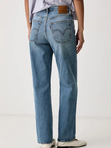 Levi's jeansy straight RIBCAGE STRAIGHT ANKLE niebieskie