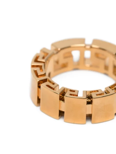 Inel Versace cu imprimeu geometric auriu