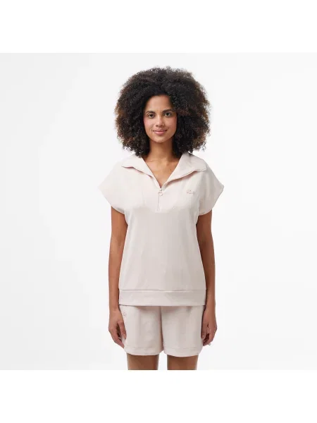Lacoste Bluza Z Krótkim Rękawem Half Zip Jasnoróżowa różowy