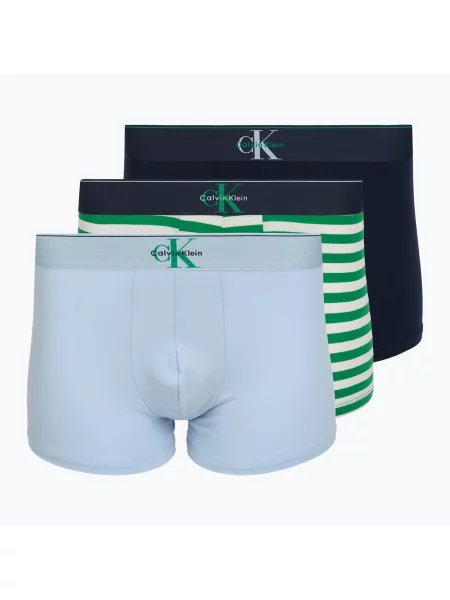 Boxeri pentru bărbați Calvin Klein Trunk 3 pairs shoreline/mardi gras green/cent s verde