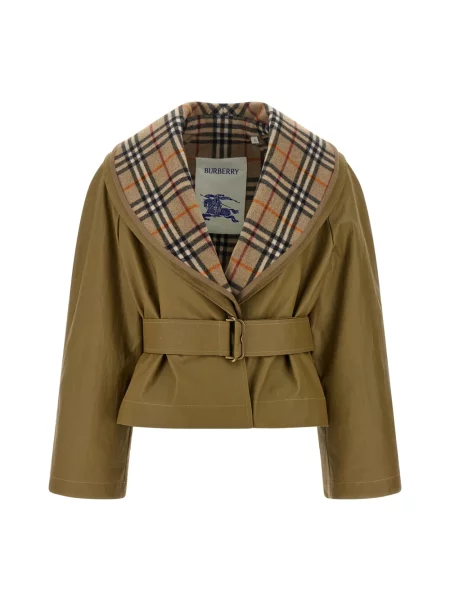 Krótka marynarka Burberry w kratę brązowa