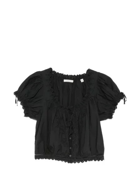 Bluză Dôen cu broderie negru