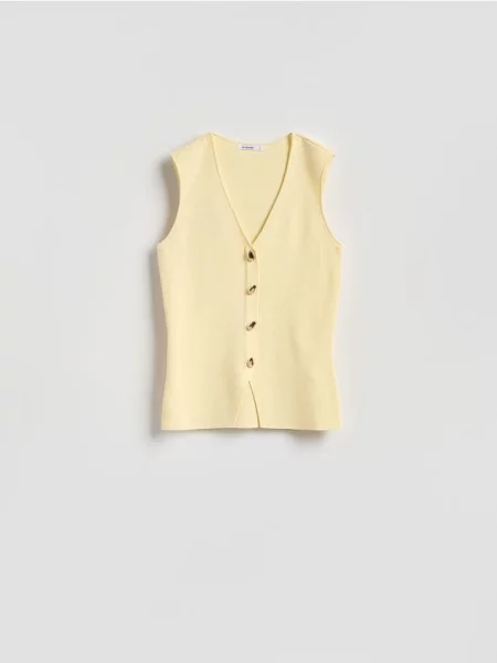 Reserved Vestă din jerseu cu conținut ridicat de galben-deschis galben