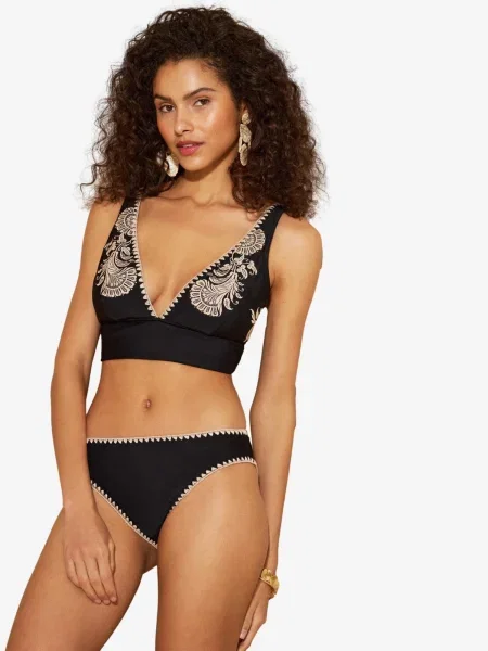 Love & roses Sutien costum de baie bej negru