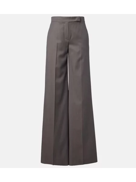 Pantaloni Max Mara de lână cu picior lat gri