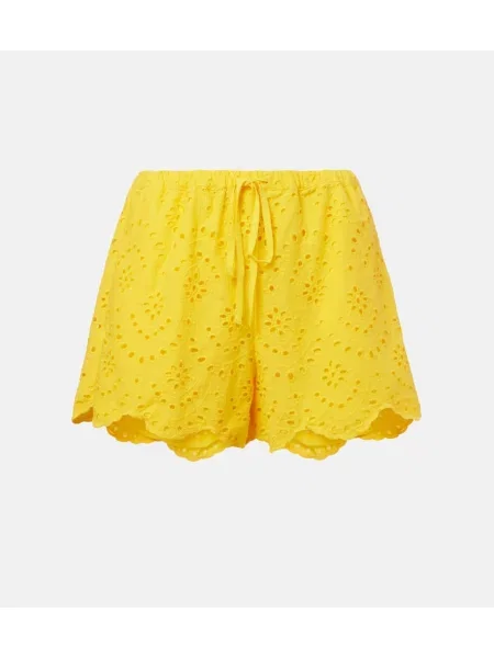 Pantaloni scurți Poupette St Barth cu broderie galben