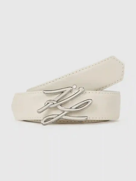 Karl Lagerfeld Oboustranný kožený pásek K/AUTOGRAPH béžový