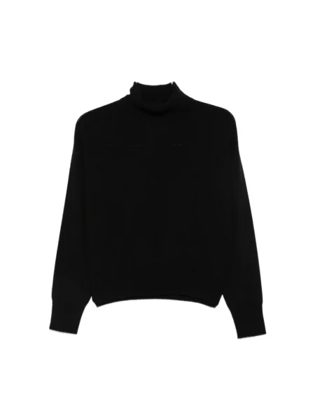 Lniany sweter z golfem Vanisé czarny