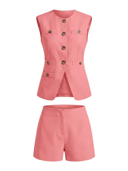 Imily Bela Costum cu pantaloni zmeură roz