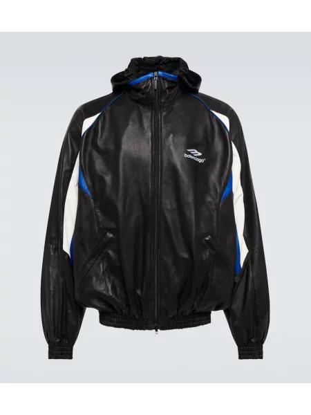 Usnjene hoodie Balenciaga črna