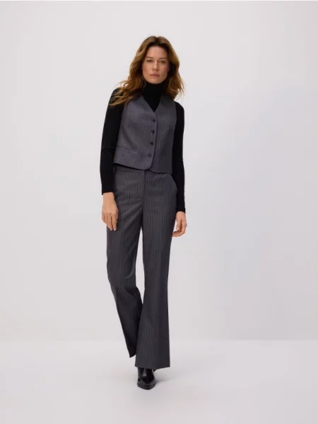 Reserved Garniturowa kamizelka z wiskozą ciemnoszary