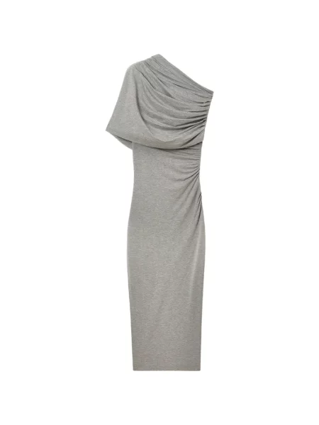 Rochie Stella Mccartney drapată cu un umăr gol de costum gri