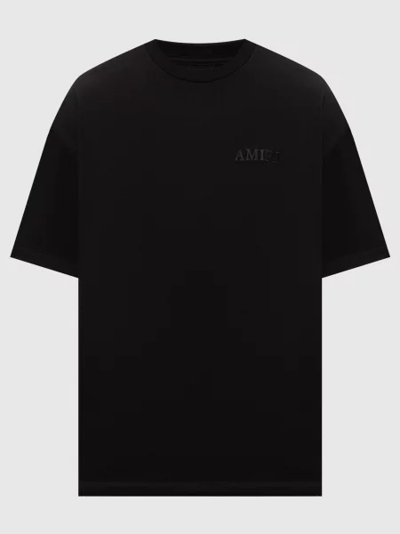 Футболка з фактурною вишивкою логотипа Amiri чорна