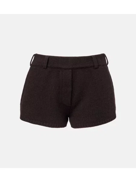 Pantaloni scurți Lisa Yang cu talie joasă din cașmir maro